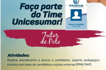 Oportunidade de trabalho: Unicesumar contrata tutor de Polo