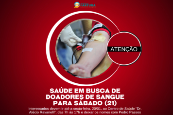 Saúde de Fartura está em busca de doadores de sangue para sábado (21)