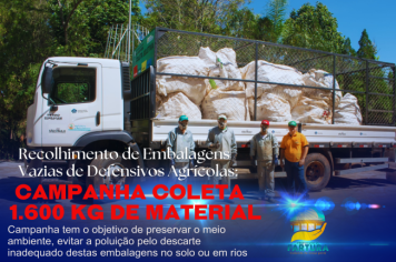 Recolhimento de Embalagens Vazias de Defensivos Agrícolas: Campanha coleta 1.600 Kg de material