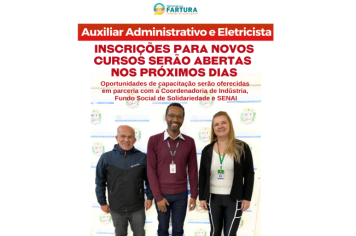 Fartura anuncia cursos de Auxiliar Administrativo e Eletricista: inscrições serão abertas nos próximos dias