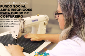 Vagas limitadas: Fundo Social abre inscrições para curso de costureiro