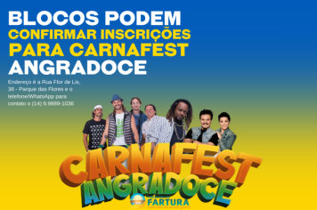 Blocos carnavalescos podem confirmar inscrições para o 1º Carnafest Angradoce