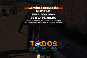 Mutirão Todos Por Fartura será nos dias 30 e 1º de julho