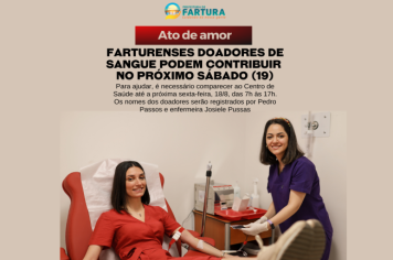 Farturenses doadores de sangue podem contribuir no próximo sábado (19)