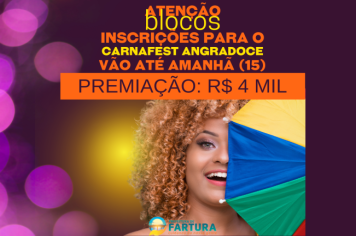 Atenção blocos: inscrições para o 1º Carnafest Angradoce vão até amanhã (15)