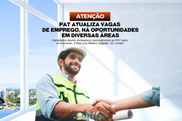 PAT de Fartura atualiza vagas de emprego, há oportunidades em diversas áreas