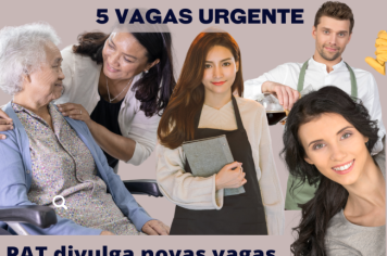 Urgente: PAT divulga novas vagas de trabalho para preenchimento imediato