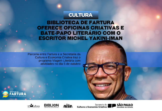 Biblioteca de Fartura oferece oficinas criativas e bate-papo literário com o escritor Michel Yakini-Iman