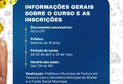Curso gratuito de costureiro tem inscrições prorrogadas e novas datas em Fartura