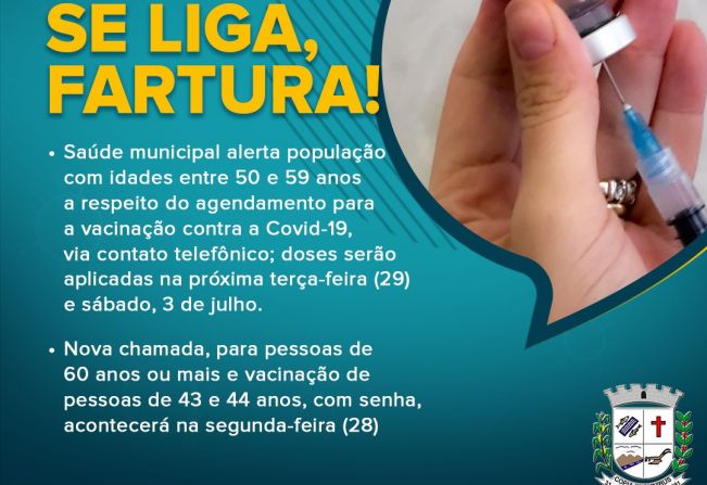 Vacinação para moradores entre 50 a 59 anos está sendo agendada pela Saúde