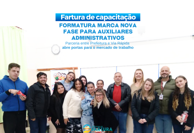 Mais emprego: Formatura marca nova fase para alunos do curso de Auxiliar Administrativo