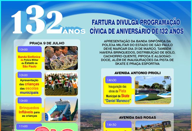 Fartura divulga programação cívica de aniversário de 132 anos