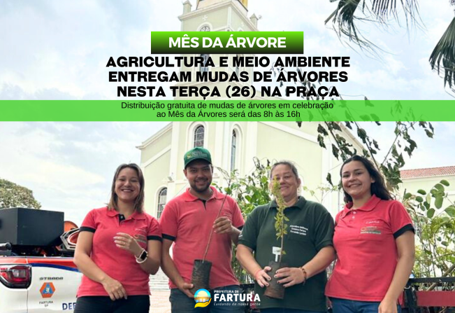 Agricultura e Meio Ambiente entregam mudas de árvores nesta terça-feira (26) na Praça