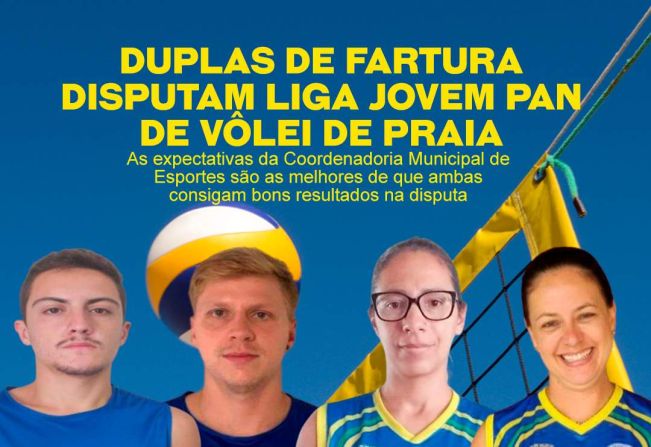 Duplas de Fartura disputam 1ª Liga Jovem Pan de Vôlei de Praia