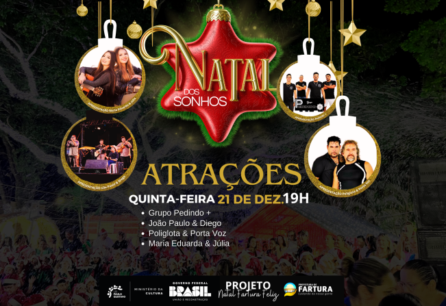 Natal dos Sonhos: Quinta-feira tem shows imperdíveis na Praça 9 de Julho