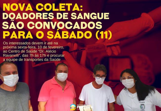 Nova coleta: doadores de sangue de Fartura são convocados para o sábado (11)