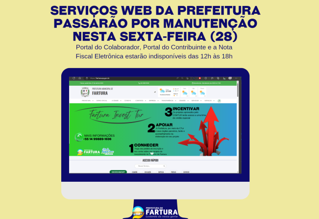 Serviços web do sistema informatizado da Prefeitura passarão por manutenção nesta sexta (28)