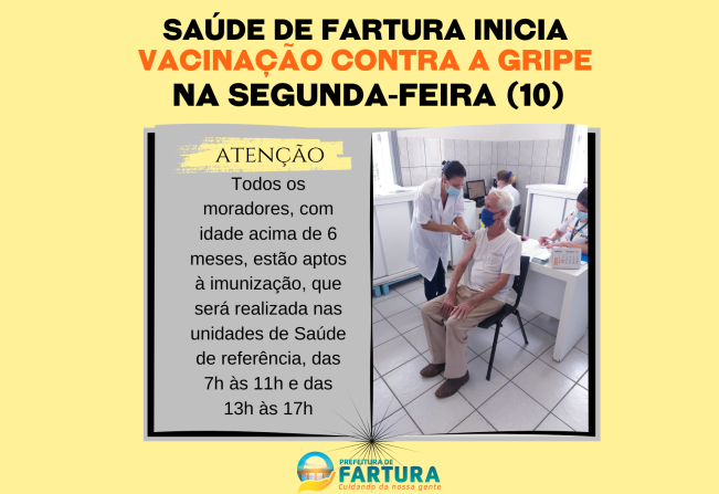 Fartura inicia vacinação contra a Gripe na próxima segunda-feira (10)