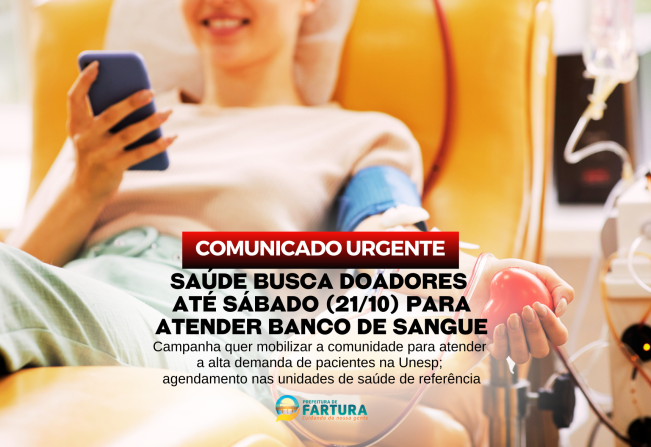 Coordenadoria de Saúde busca doadores urgentes para Banco de Sangue