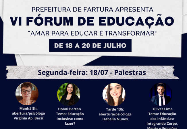 Segunda-feira (18) tem início “VI Fórum Municipal de Educação”, em Fartura