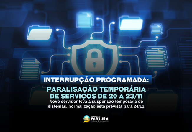 Interrupção Programada: Prefeitura de Fartura informa paralisação temporária de serviços de 20 a 23/11