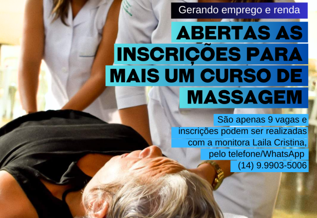 Abertas as inscrições para mais um Curso de Massagem