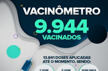 A Coordenadoria de Saúde de Fartura divulga novos dados do “Vacinômetro”, com base nas informações do portal Vacina Já e da Coordenadoria Municipal da Saúde.