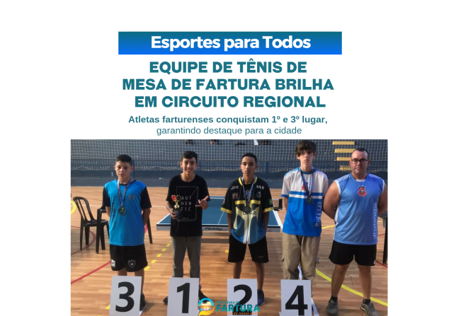 Equipe de Tênis de Mesa de Fartura brilha em circuito regional